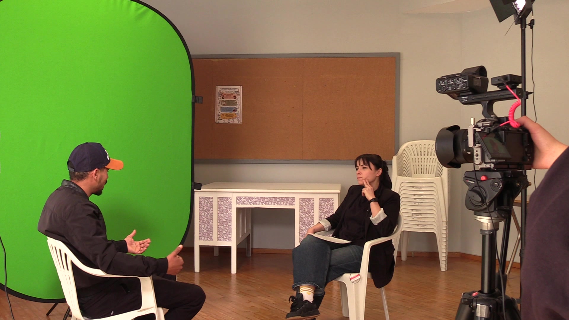 Entrevista con cámara e croma